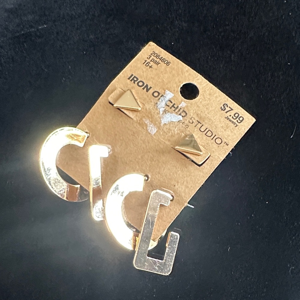 Gold Geometric Earrings Set